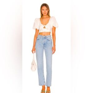 For Love and Lemons Jessie Cutout Crop Top White XS